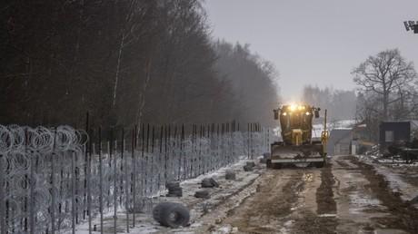 Travaux &agrave; la fronti&egrave;re entre la Pologne et la Bi&eacute;lorussie, &agrave; Tolcze, afin d&rsquo;&eacute;riger un mur anti-migrants, le 27 janvier 2022. (Photo d&rsquo;illustration)