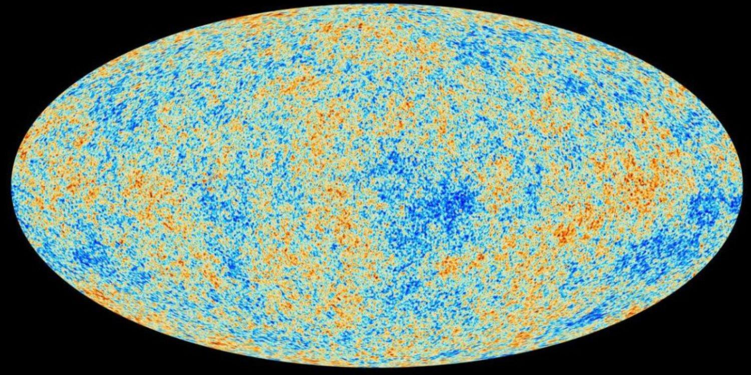 Le fond diffus cosmologique captur&eacute;e par la NASA. Les points bleus sont froids et les oranges des zones l&eacute;g&egrave;rement plus chaudes &copy; NASA